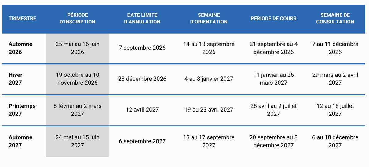 Calendrier 2026-27